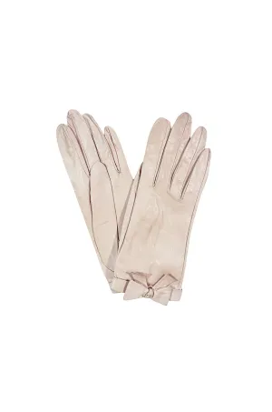 1980s Pretty Pale Pink Chanel Gloves With Bows Sz 7.5