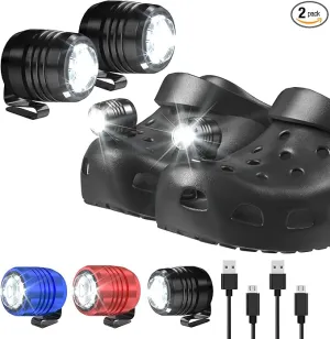 2 Original Headlights for Crocs, Adjustable Croc Light for Shoes, Flashlights Accesories for Crocs Kids Adults Sandals, Clip on Clog, Headlamps Shoes Decorations for Crocs