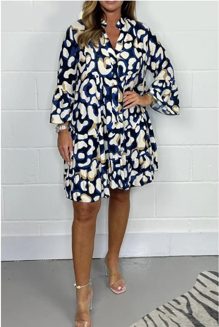 2025 New ⚡⚡ Fashion Printed Casual V-Neck Dresses