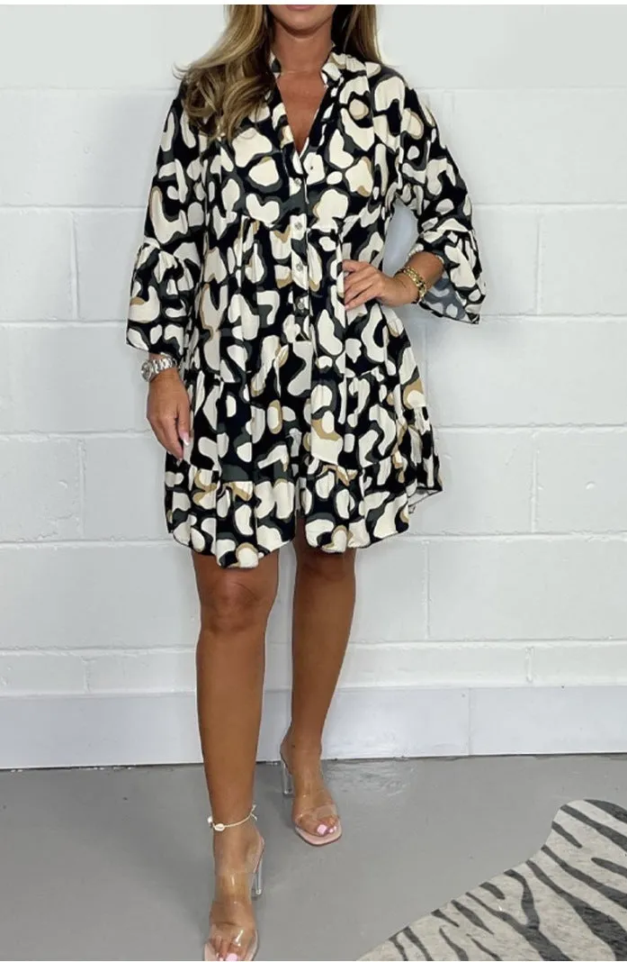 2025 New ⚡⚡ Fashion Printed Casual V-Neck Dresses