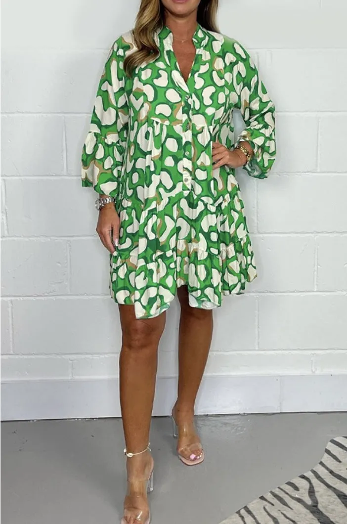 2025 New ⚡⚡ Fashion Printed Casual V-Neck Dresses