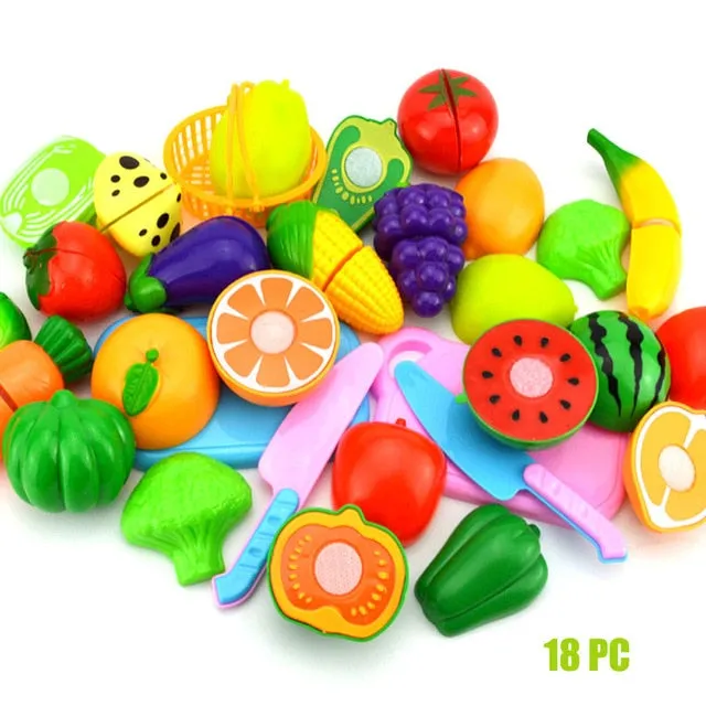 23Pcs Play Kitchen Fruit Vegetable Toy Cutting Set