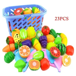 23Pcs Play Kitchen Fruit Vegetable Toy Cutting Set