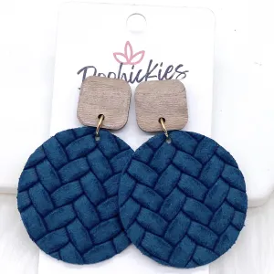 2" Walnut Cube & Box Braided Piggyback Dangles -Fall Earrings