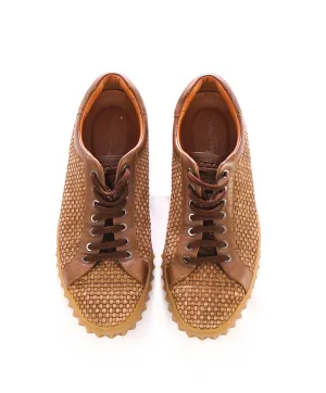 $750 SALVATORE FERRAGAMO - *Rhinoceros* Brown Woven Suede Sneaker - 9.5 M US