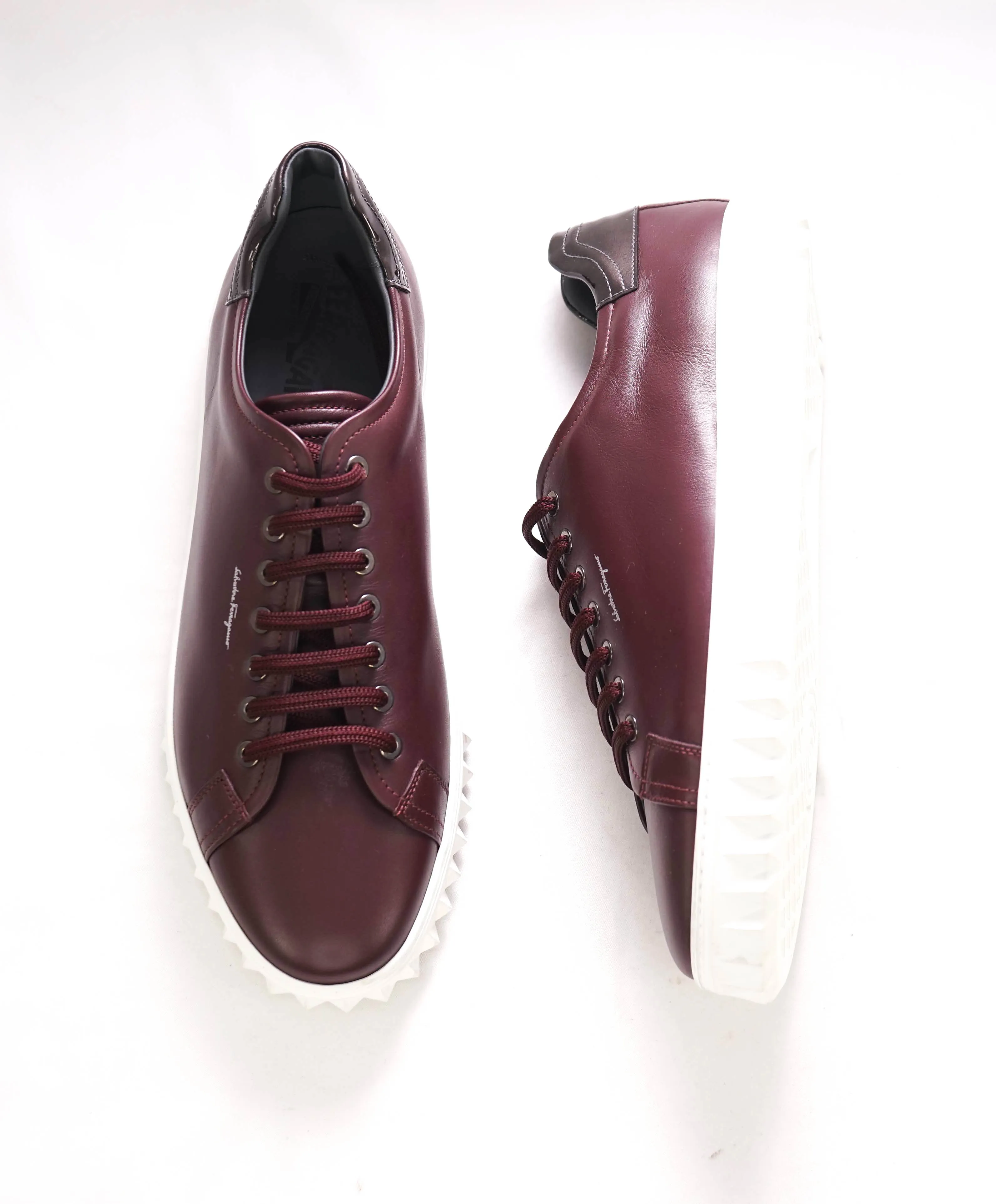 $750 SALVATORE FERRAGAMO - *Rhinoceros* Burgundy Gancini Sneaker - 10.5 M US