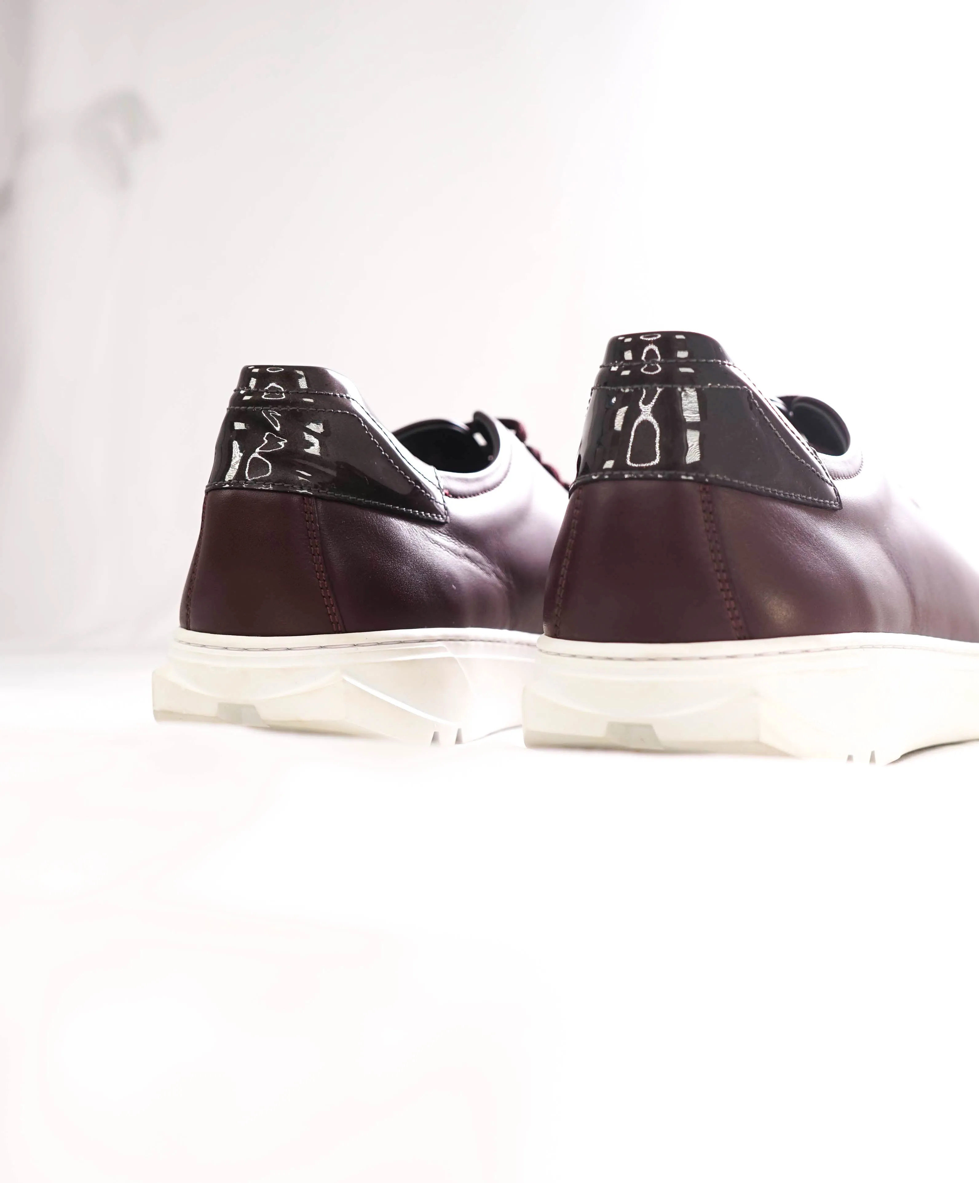 $750 SALVATORE FERRAGAMO - *Rhinoceros* Burgundy Gancini Sneaker - 10.5 M US