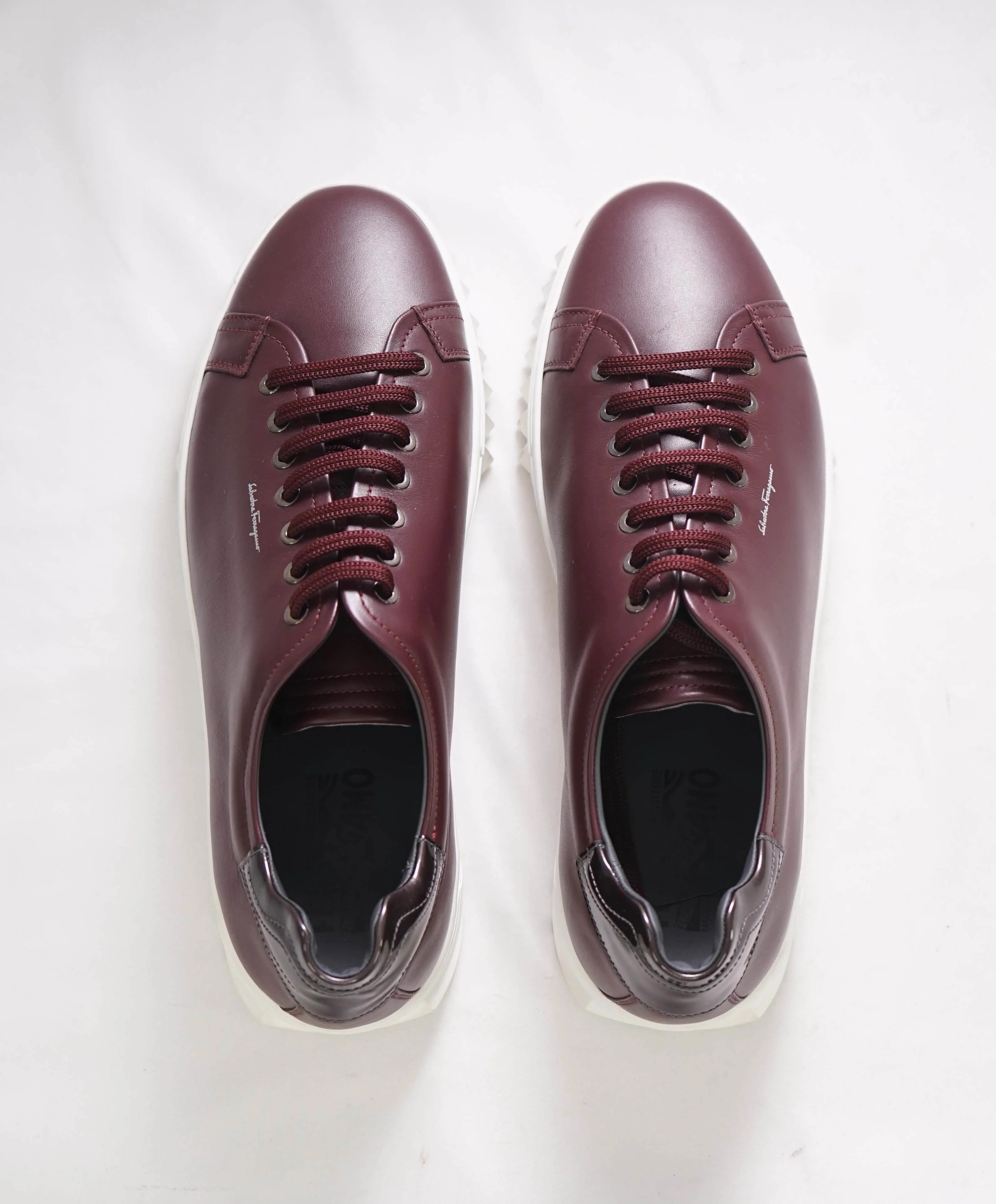 $750 SALVATORE FERRAGAMO - *Rhinoceros* Burgundy Gancini Sneaker - 10.5 M US