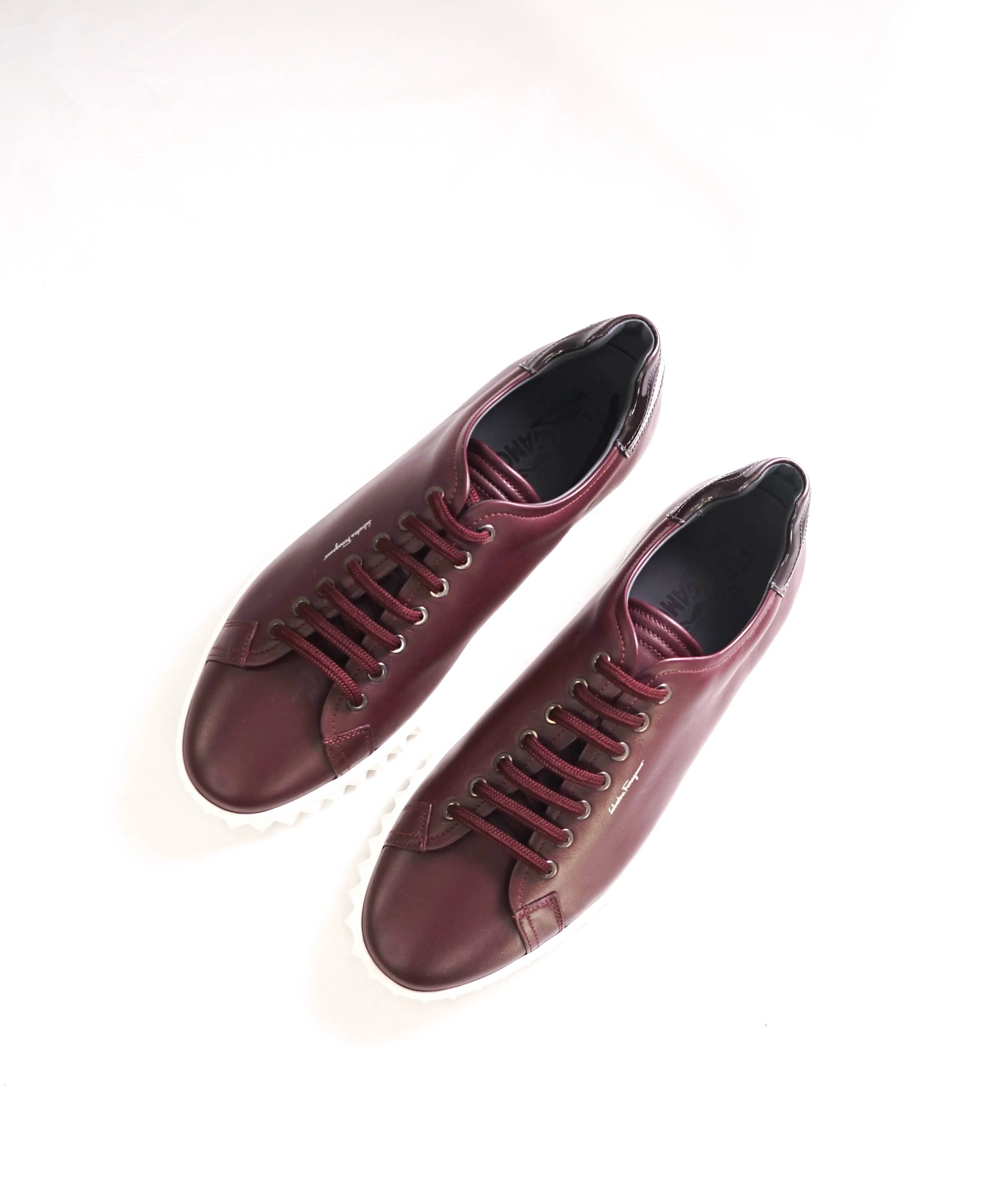 $750 SALVATORE FERRAGAMO - *Rhinoceros* Burgundy Gancini Sneaker - 10.5 M US