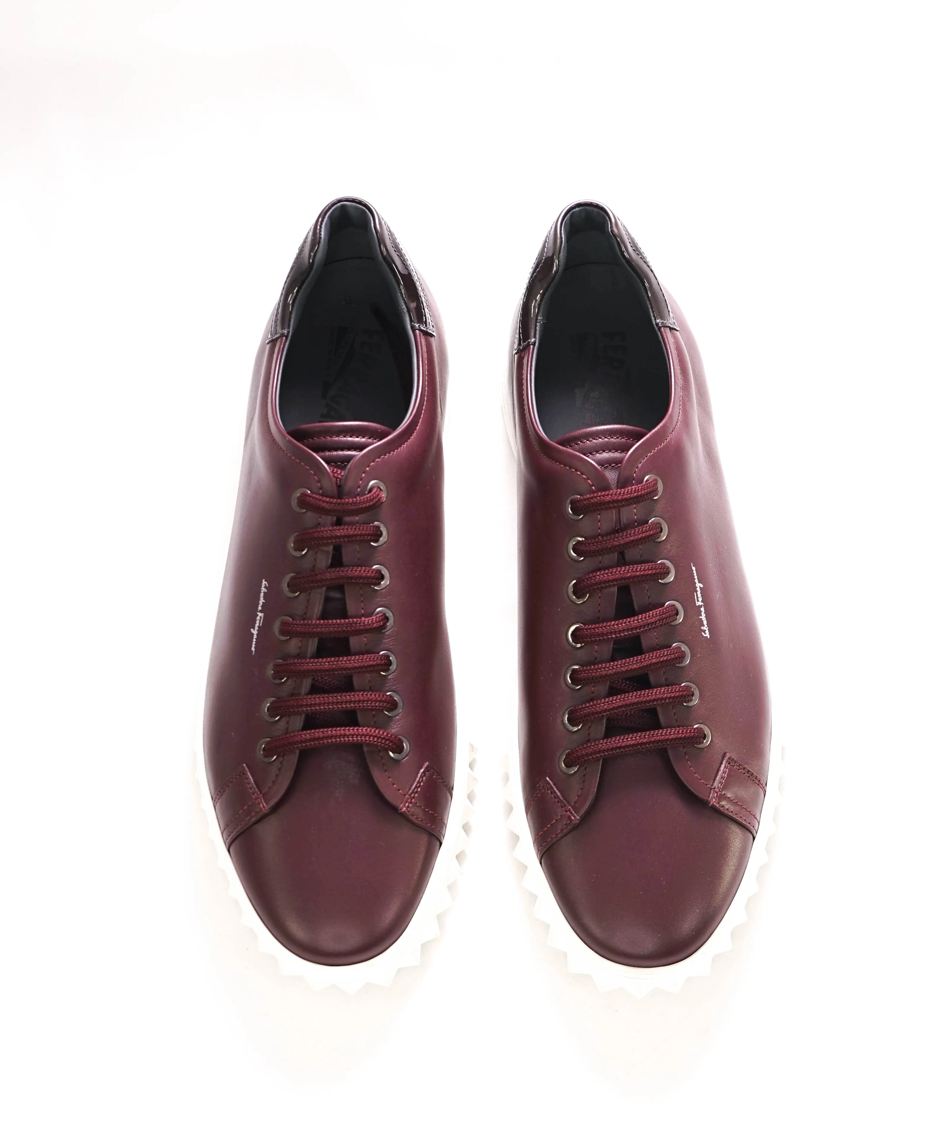 $750 SALVATORE FERRAGAMO - *Rhinoceros* Burgundy Gancini Sneaker - 10.5 M US