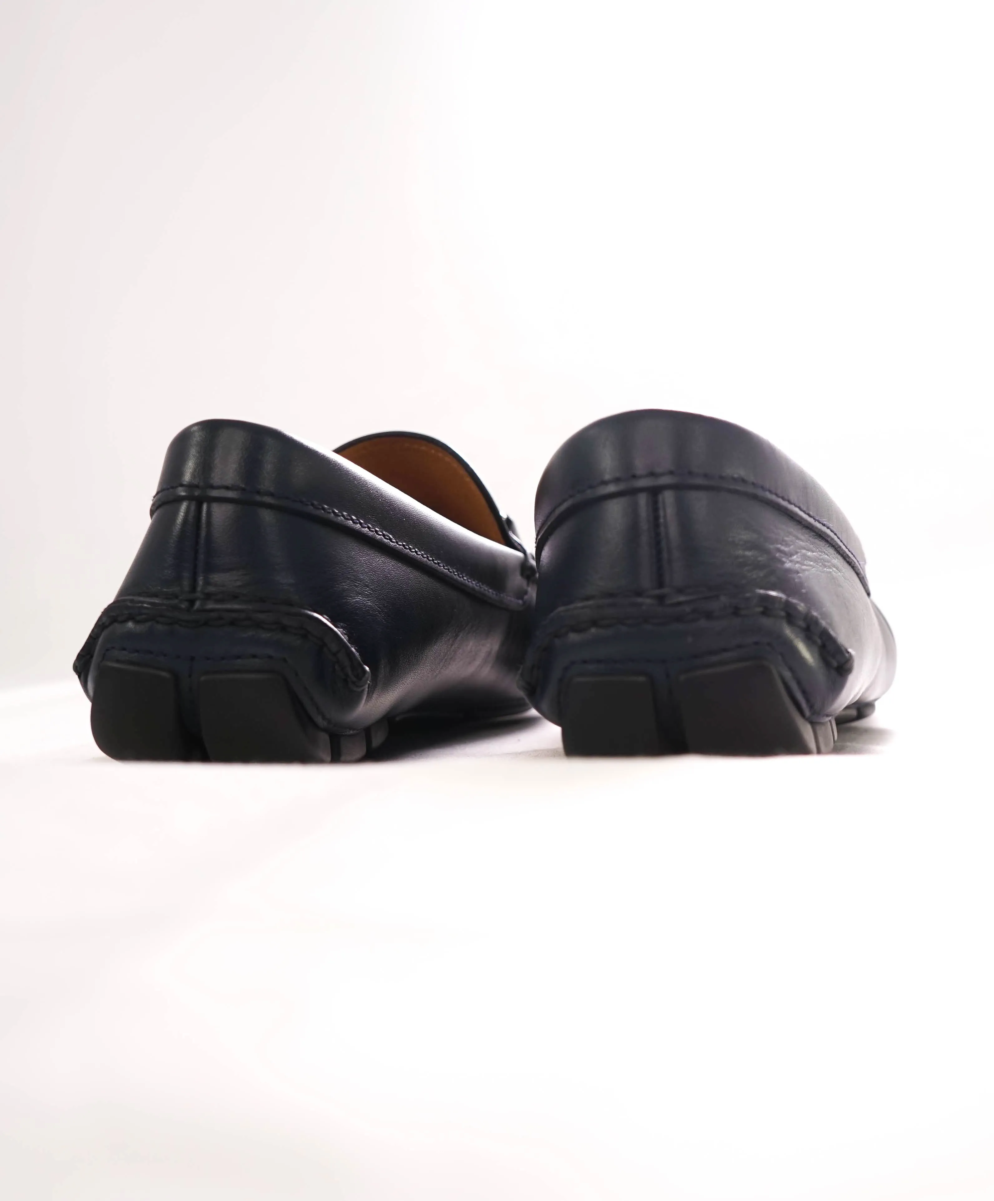 $895 PRADA - Navy Blue Slip On Logo Vamp Loafer - 8.5 US (7.5 Prada)