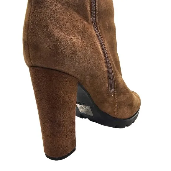 Aldo Doria Boho Coastal Cowgirl Suede Brown Ankle Boot with Lug Sole