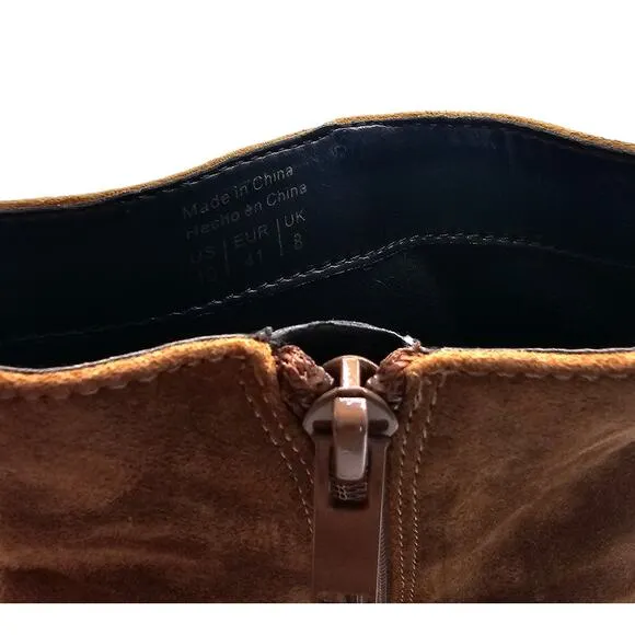 Aldo Doria Boho Coastal Cowgirl Suede Brown Ankle Boot with Lug Sole