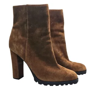Aldo Doria Boho Coastal Cowgirl Suede Brown Ankle Boot with Lug Sole