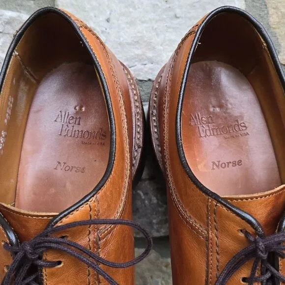 Allen Edmonds Norse Oxfords Split Toe Tan Leather Rubber Sole Men's 10 EEE