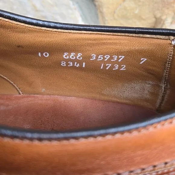 Allen Edmonds Norse Oxfords Split Toe Tan Leather Rubber Sole Men's 10 EEE