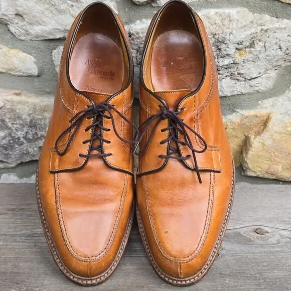 Allen Edmonds Norse Oxfords Split Toe Tan Leather Rubber Sole Men's 10 EEE