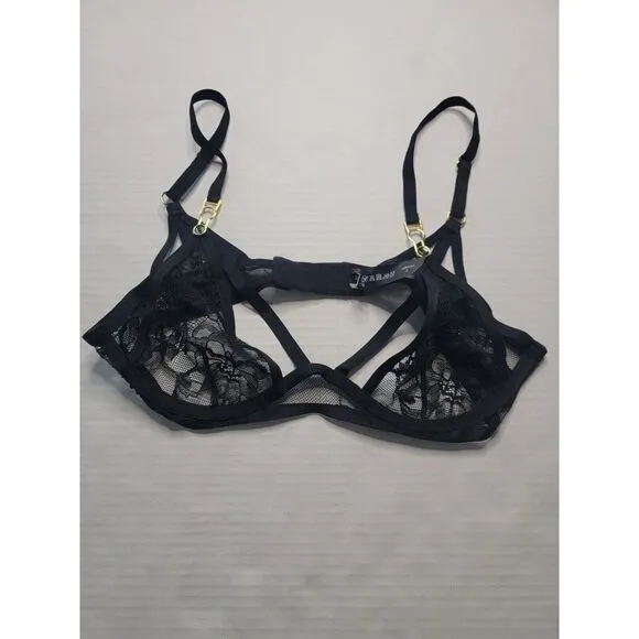 Atelier Amour Semi Sheer Size Small Black  Floral Bralette