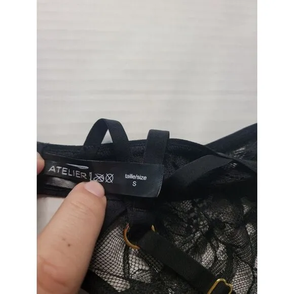 Atelier Amour Semi Sheer Size Small Black  Floral Bralette