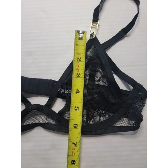 Atelier Amour Semi Sheer Size Small Black  Floral Bralette