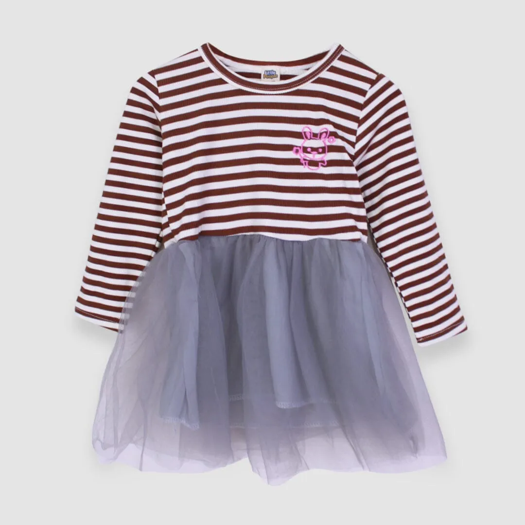 Attractive Brown Themed Little Girl Frock