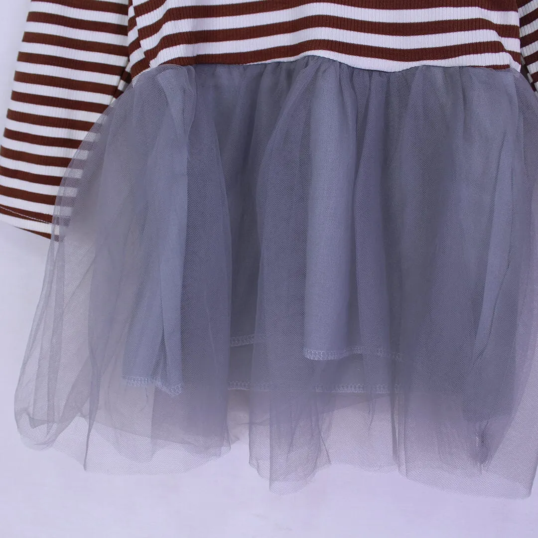 Attractive Brown Themed Little Girl Frock