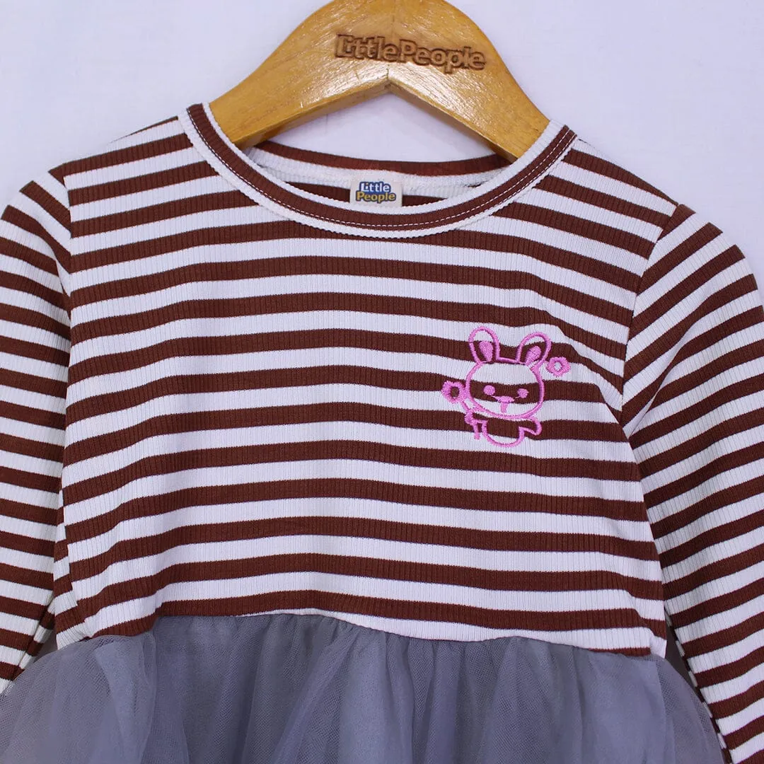 Attractive Brown Themed Little Girl Frock