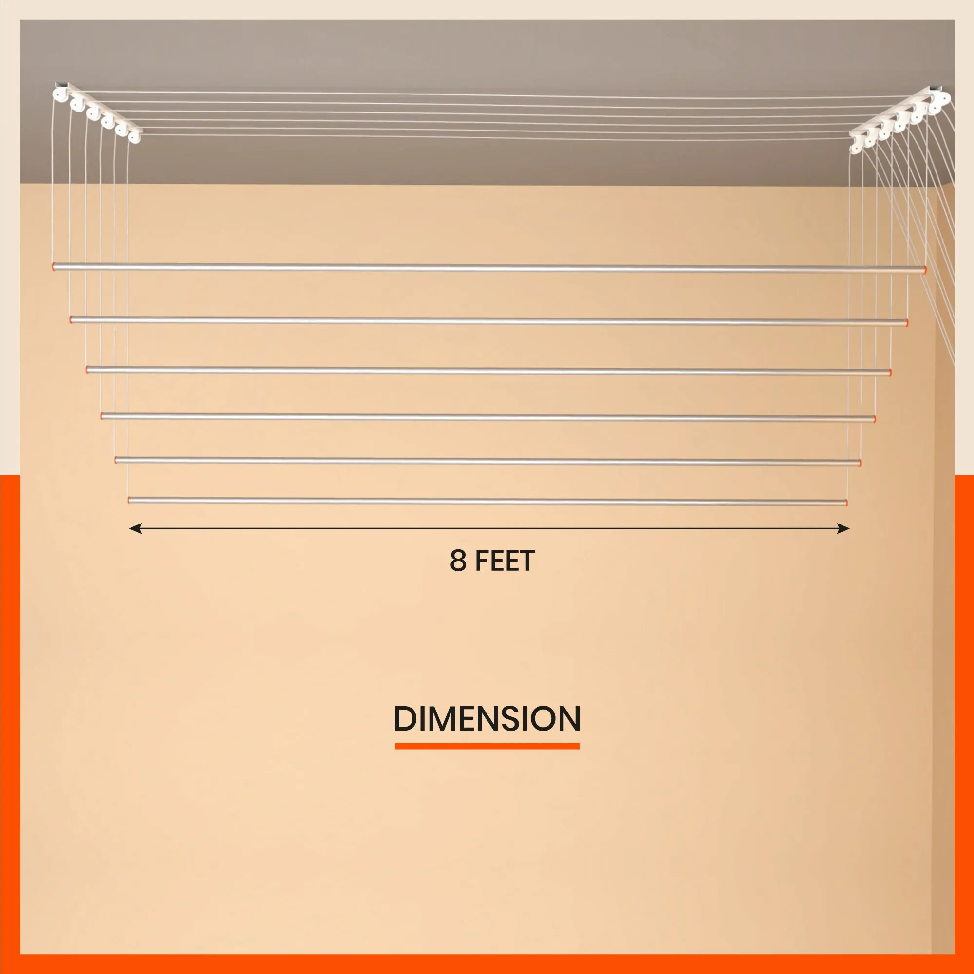 Bathla Mobidry Exa Stainless Steel Ceiling Cloth Dryer - 8ft x 5 Pipes