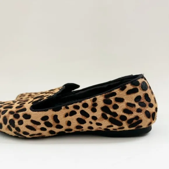 Birdie's Starling Flat Smoking Loafer Shoe Leopard Calf Hair Classic Mobwife 8.5