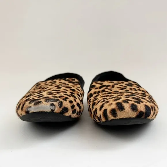 Birdie's Starling Flat Smoking Loafer Shoe Leopard Calf Hair Classic Mobwife 8.5
