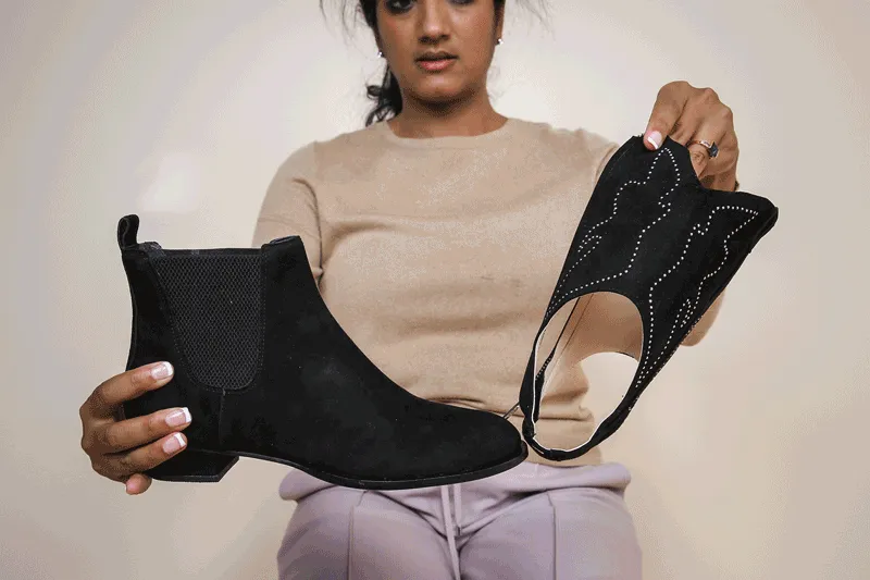 Black Suede Chelsea Boot   Oakley Strap