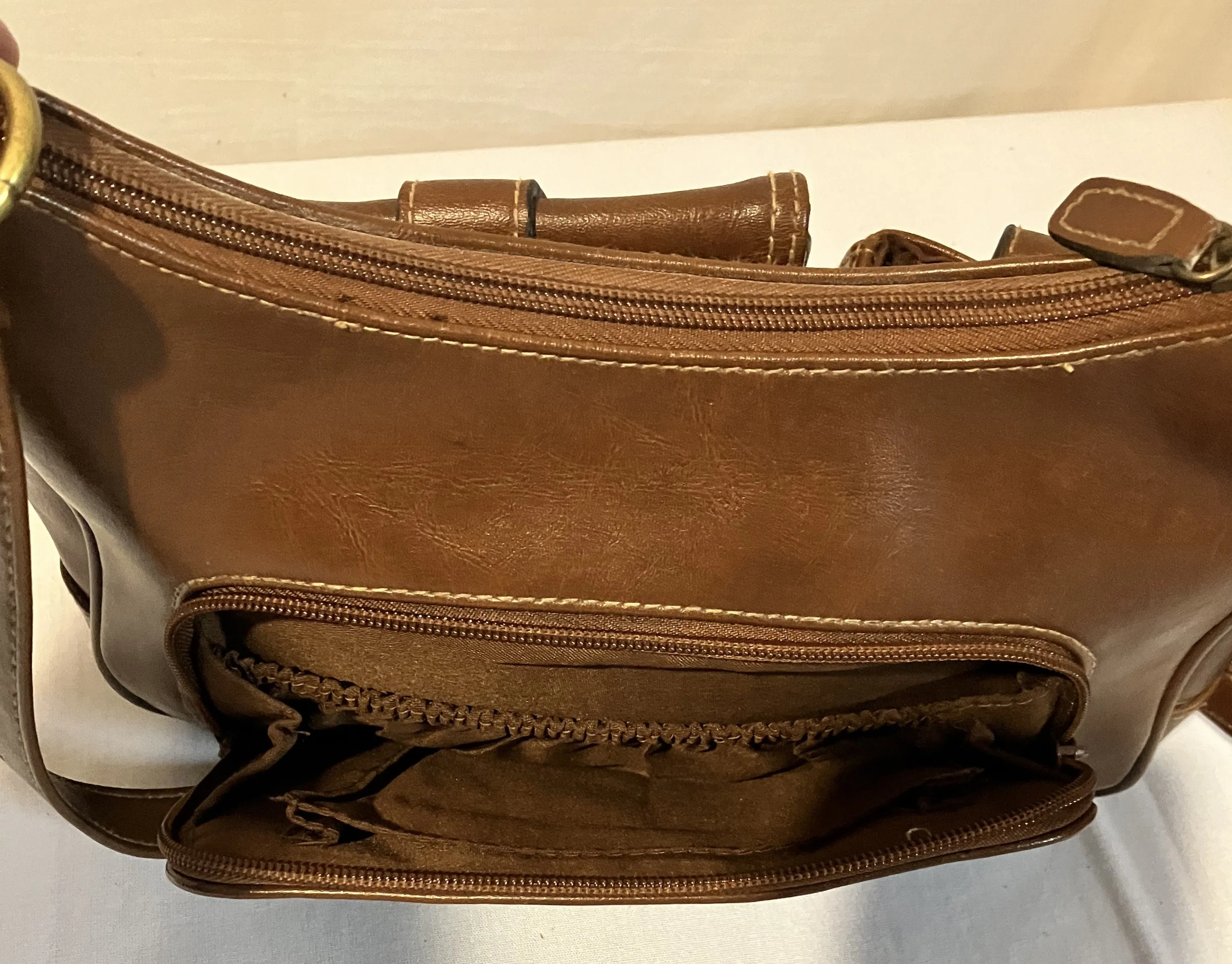 Brown Vinyl Purse/Handbag, Preowned