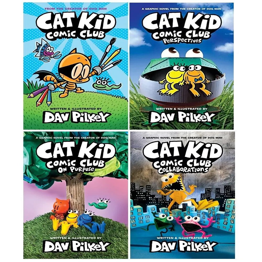 Cat Kid Comic Club Series 4 Books Collection Set by Dav Pilkey