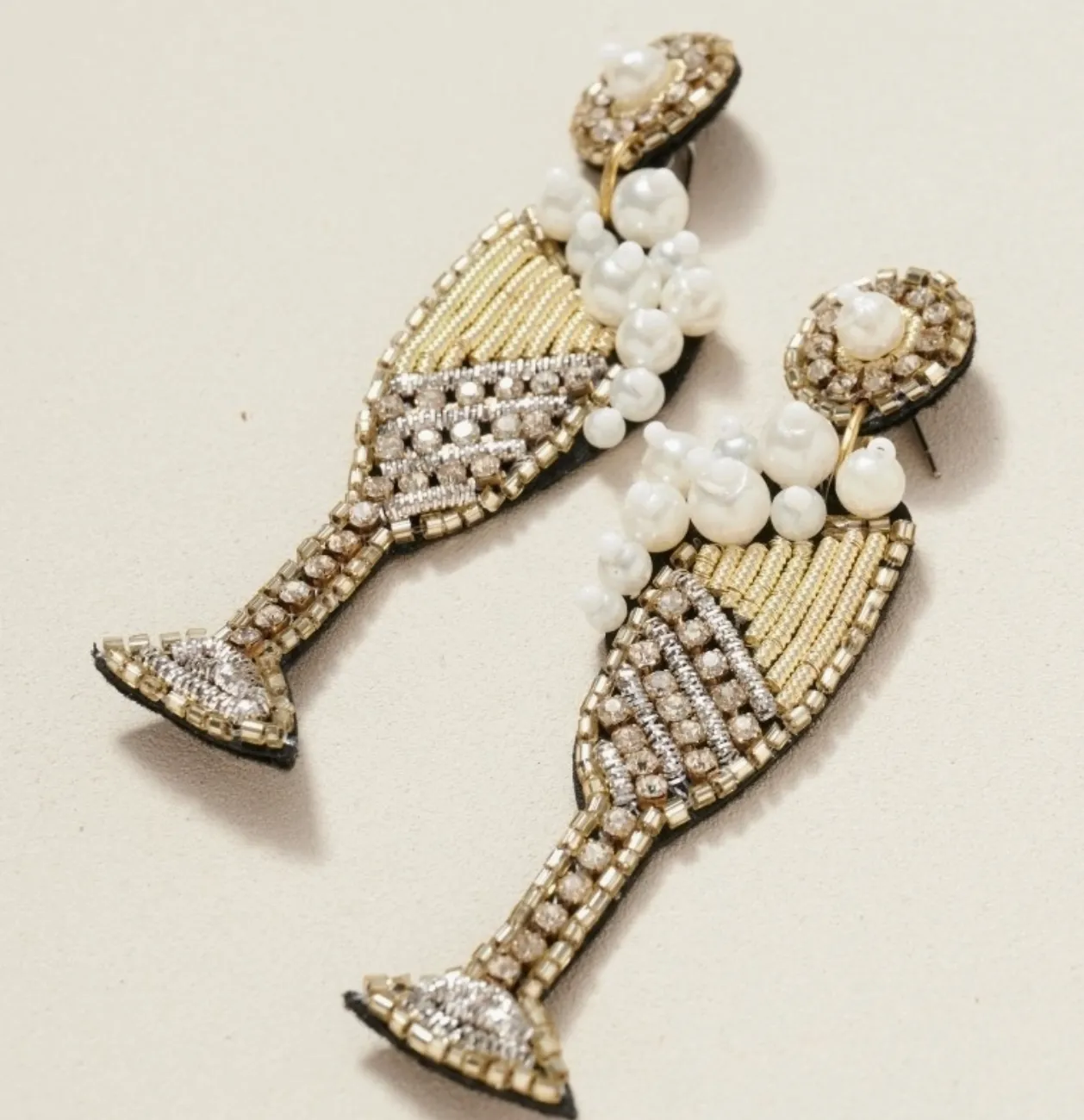 Champagne Glass Beaded Earrings