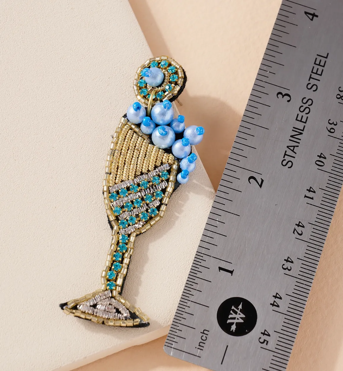 Champagne Glass Beaded Earrings