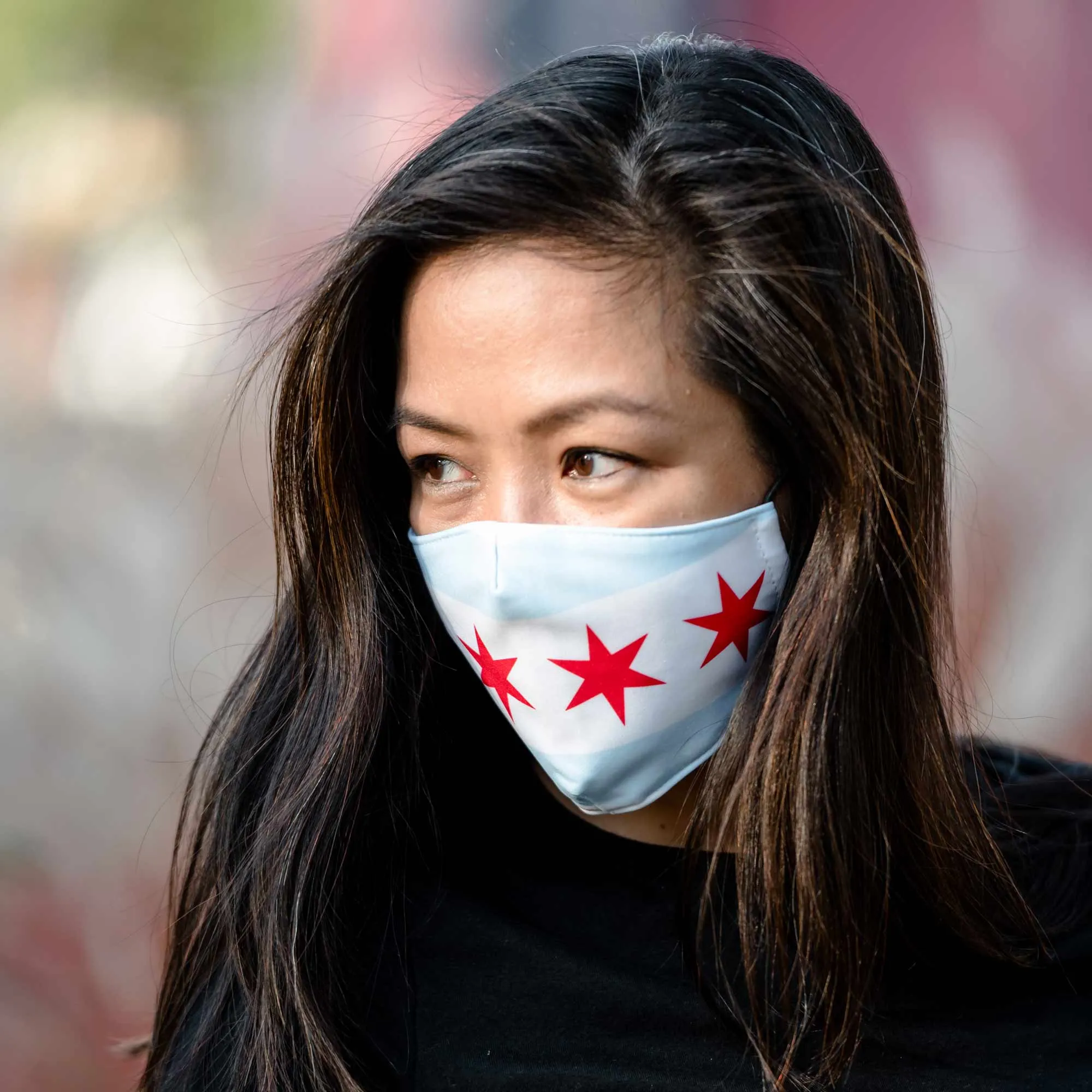 Chicago White face mask with filter pocket