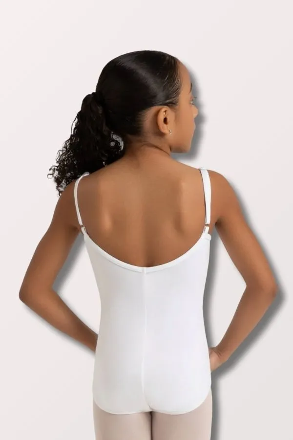 Children's Adjustable Strap Camisole Leotard - White