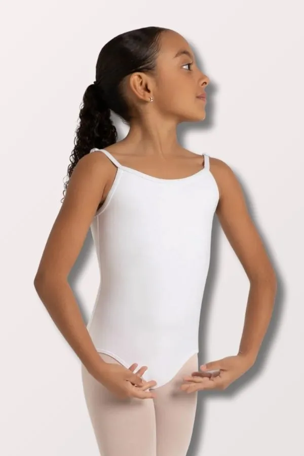 Children's Adjustable Strap Camisole Leotard - White