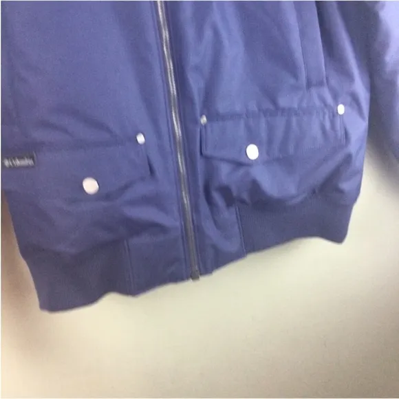 Columbia Barlow Pass 550 TurboDown OmniHeat Hooded Navy Bomber Jacket Sz Medium