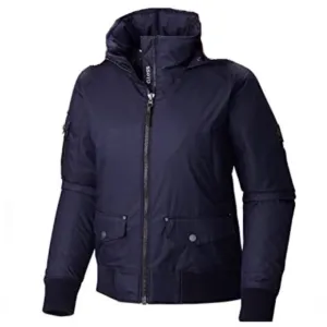 Columbia Barlow Pass 550 TurboDown OmniHeat Hooded Navy Bomber Jacket Sz Medium