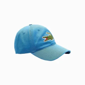 Contrast Oversized Crocodile Logo Cotton Strap Back Cap