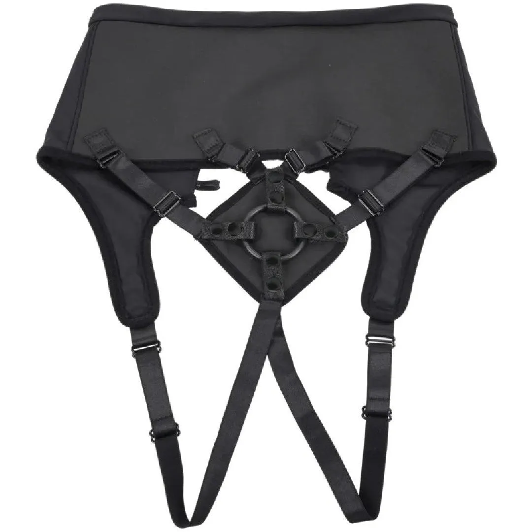 Corset High Waisted Adjustable Black Strap On Harness