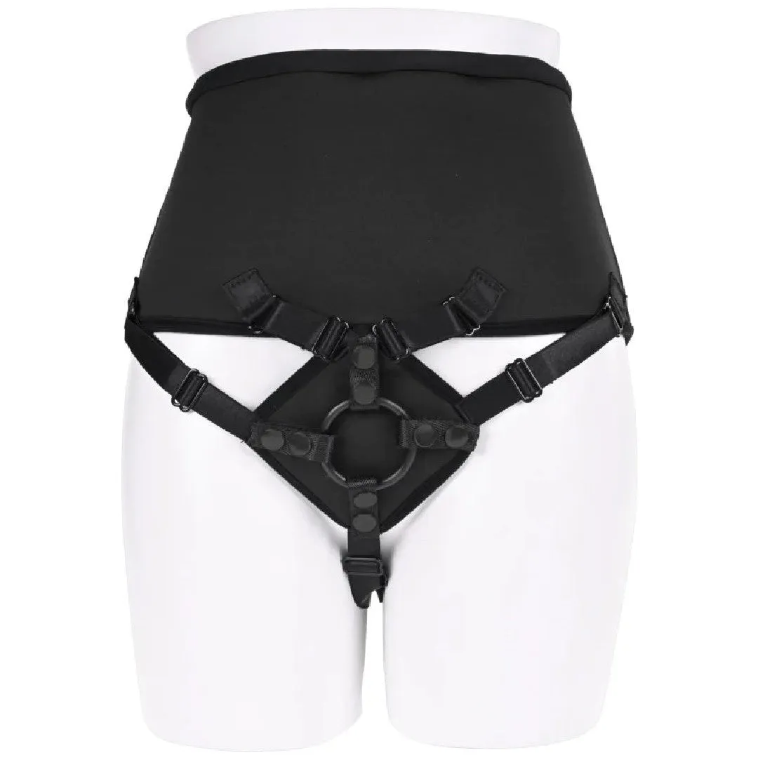 Corset High Waisted Adjustable Black Strap On Harness