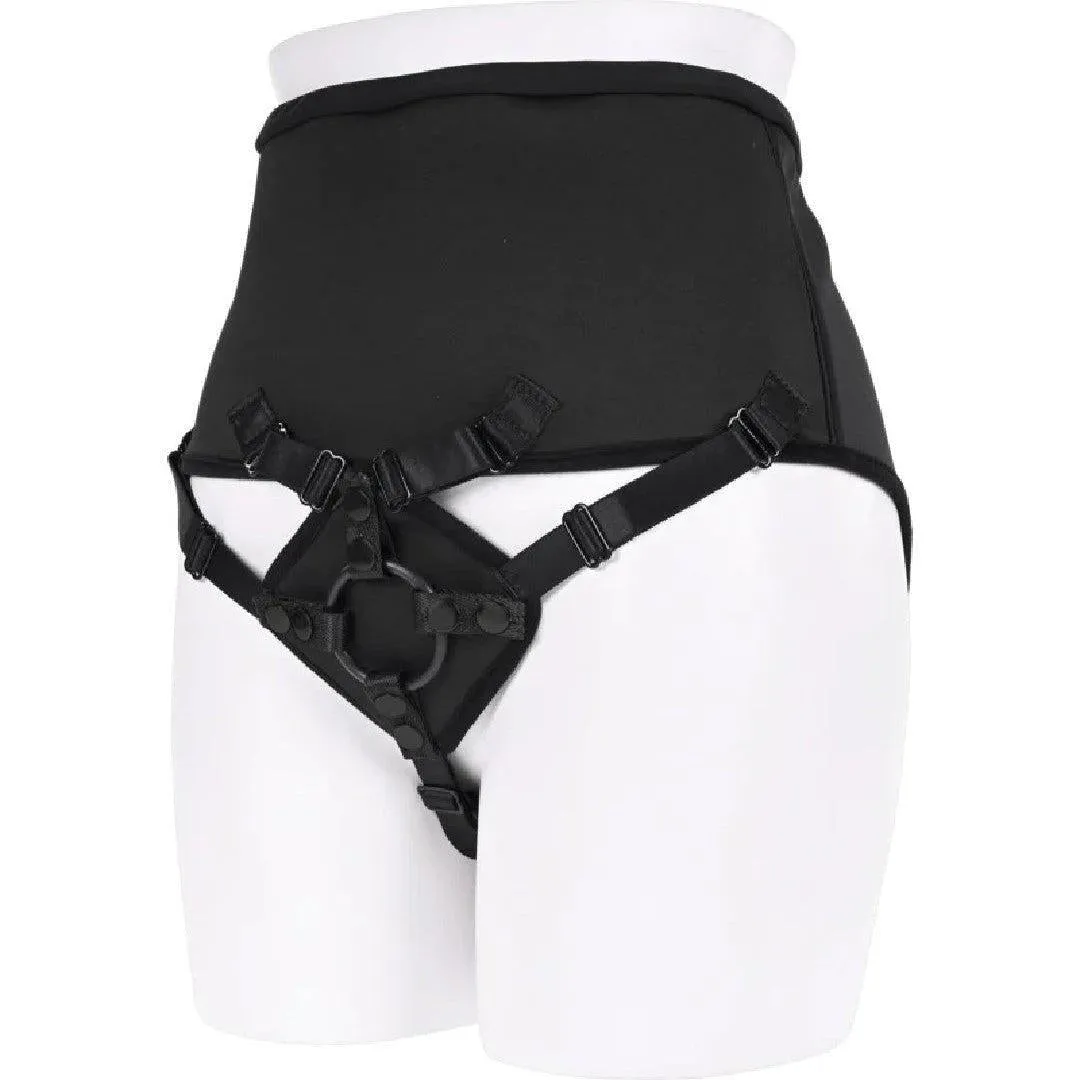 Corset High Waisted Adjustable Black Strap On Harness