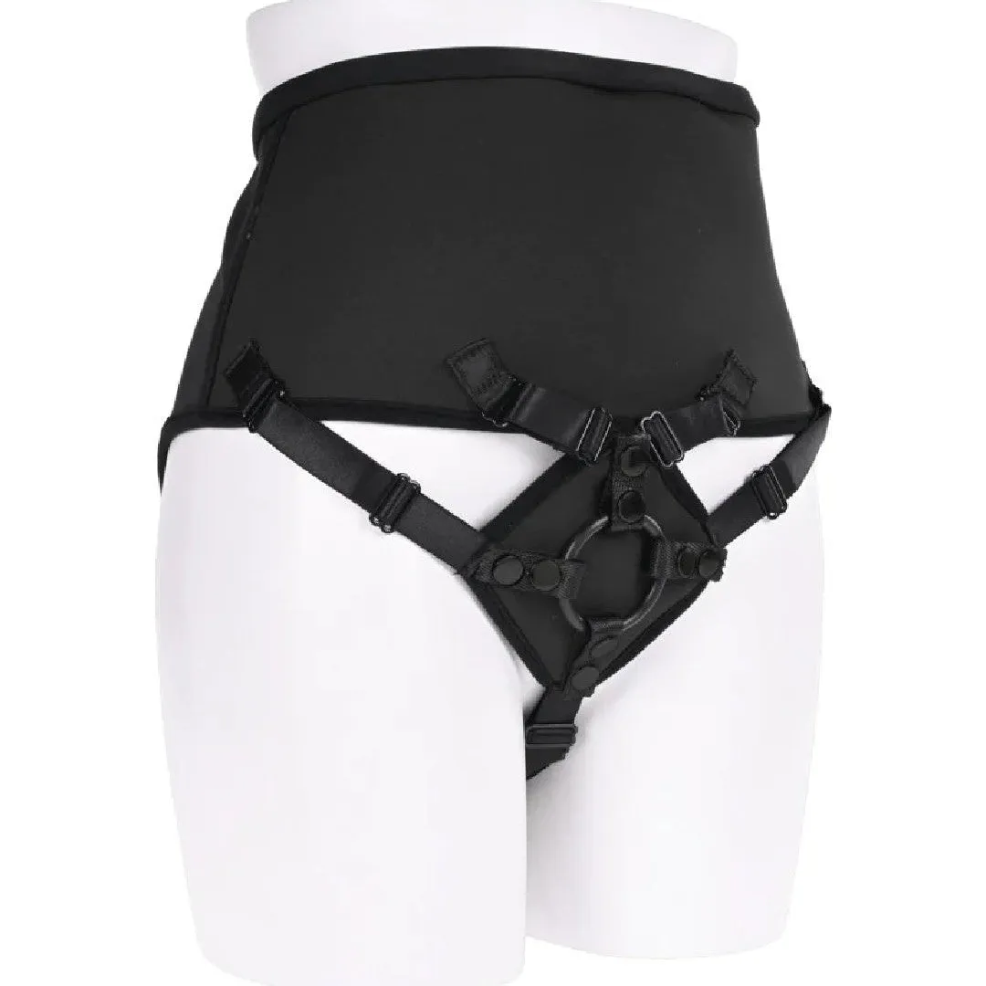 Corset High Waisted Adjustable Black Strap On Harness