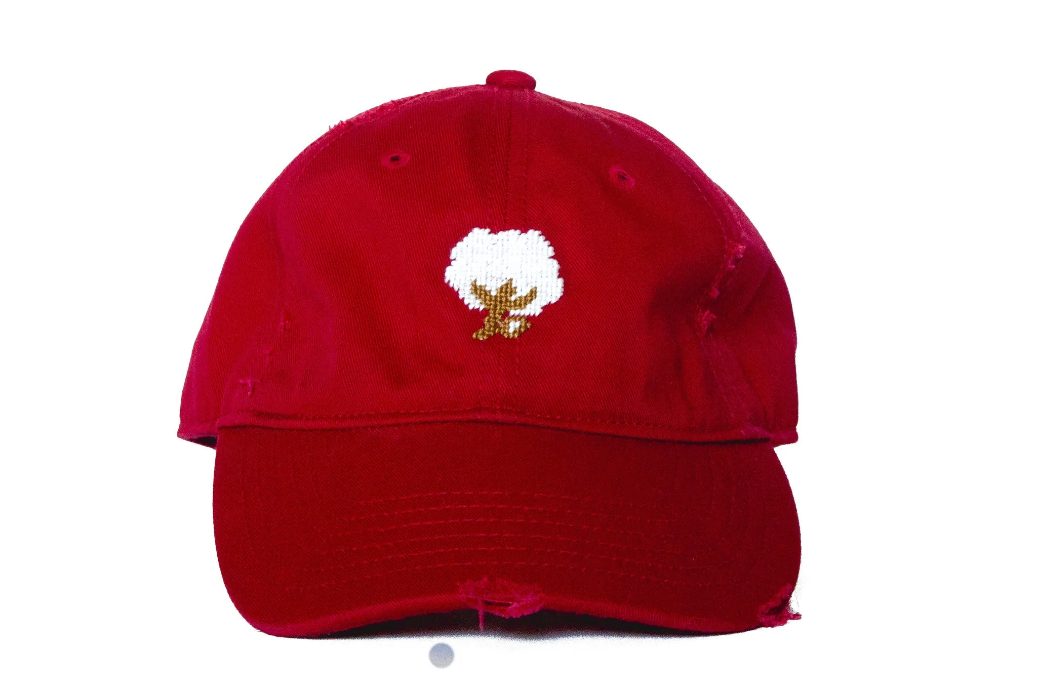 COTTON NEEDLEPOINT HAT RED