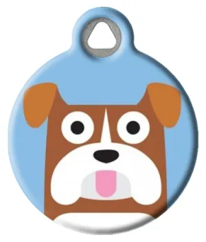 Cute Bulldog Dog ID Tag - Blue