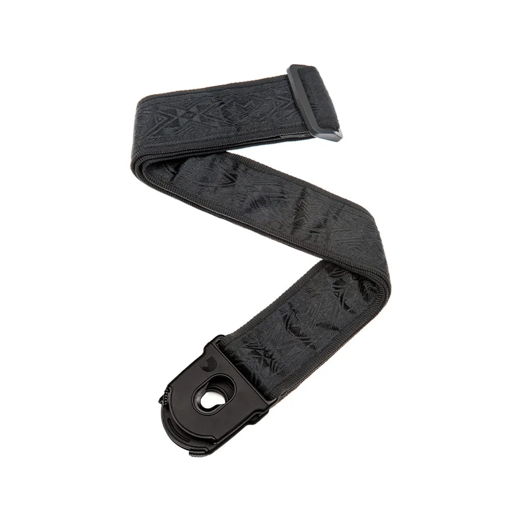 D'Addario 50PLB01 50mm Planet Lock Guitar Strap, Black Satin