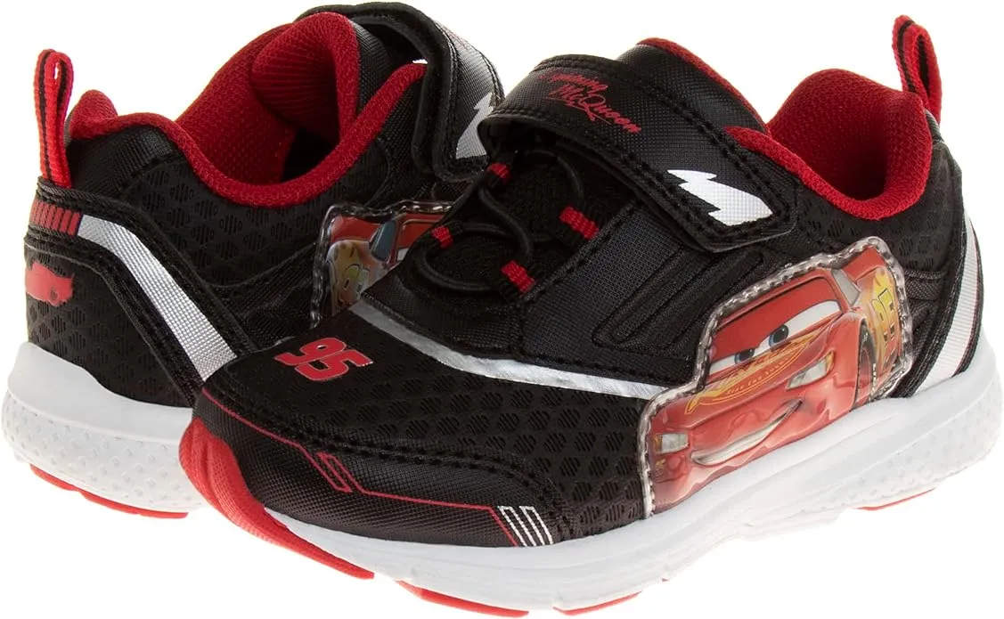 Disney Pixar Cars LED Light Up Sneakers - Lightning McQueen Shoes Kids Lightweight Tennis Breathable Athletic Shoe (Size Toddler - Little Kids)