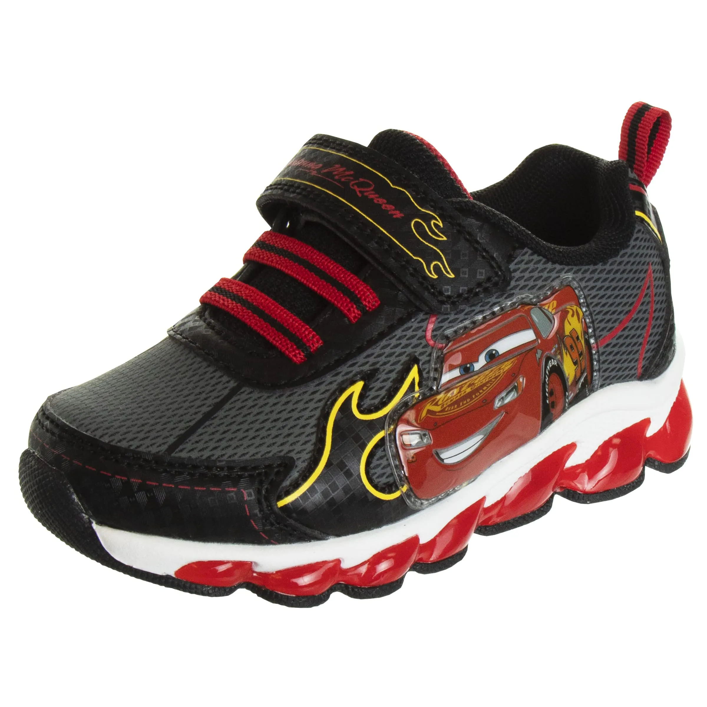Disney Pixar Cars LED Light Up Sneakers - Lightning McQueen Shoes Kids Lightweight Tennis Breathable Athletic Shoe (Size Toddler - Little Kids)